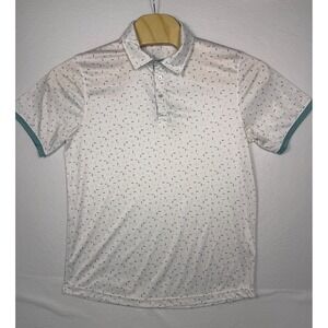 Swannies Golf Fraser Performance Polo Shirt Mens LG White Tee Print Short Sleeve